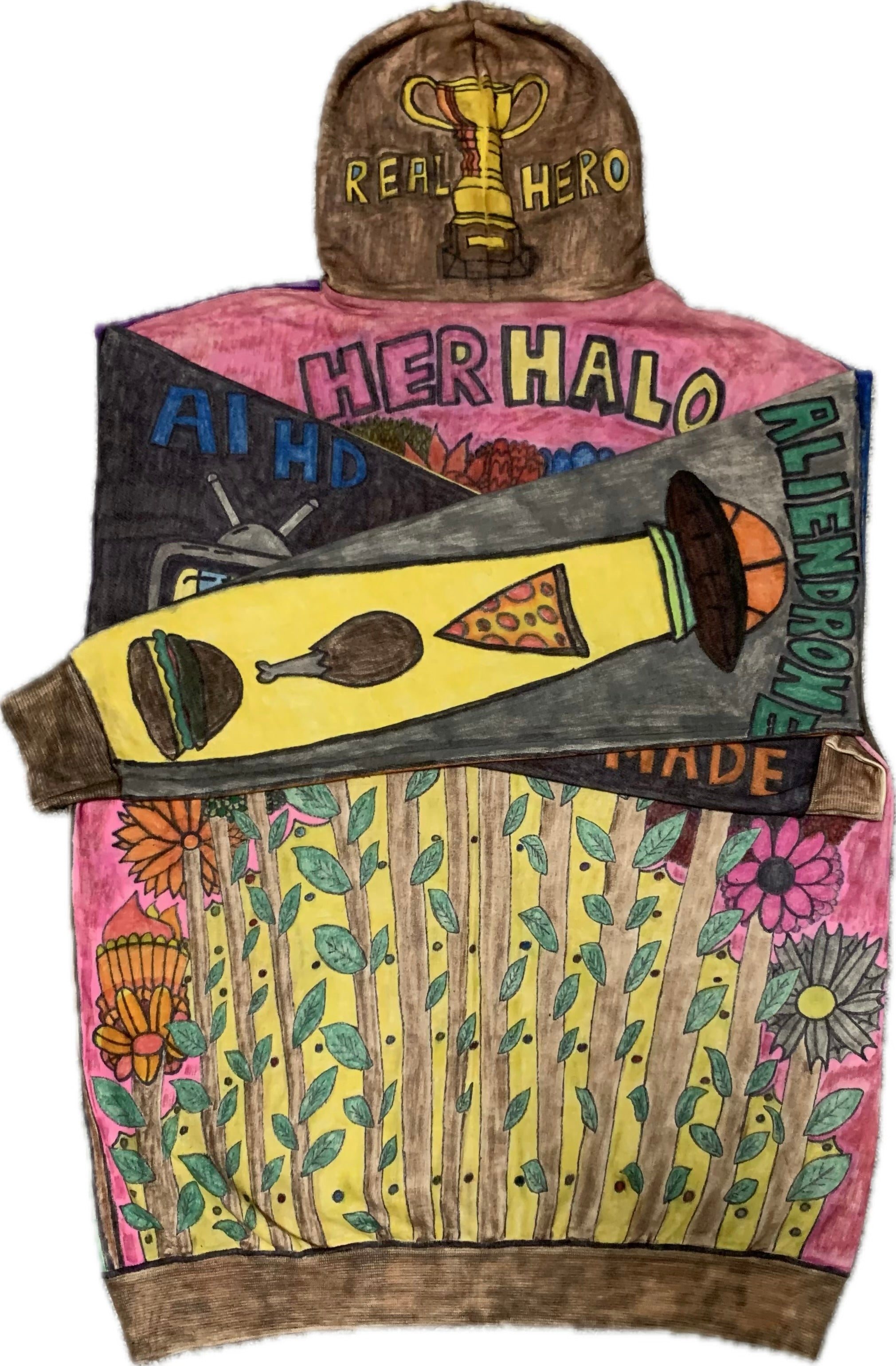 HAND DRAWN FULL BODY ART AHHA HOODIE