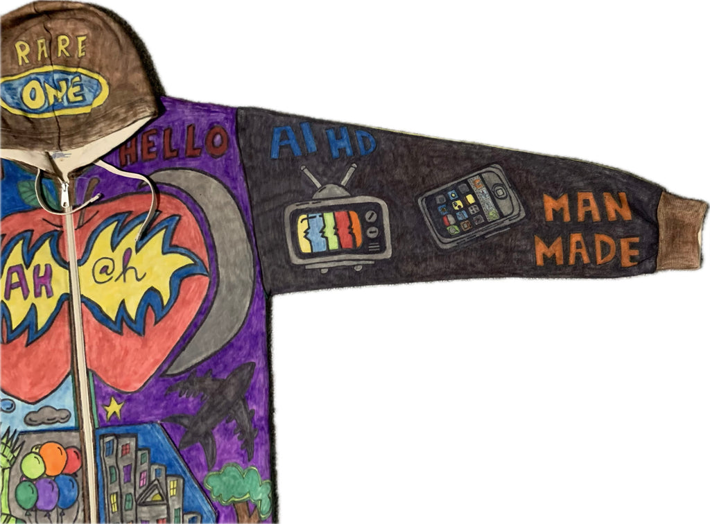 HAND DRAWN FULL BODY ART AHHA HOODIE