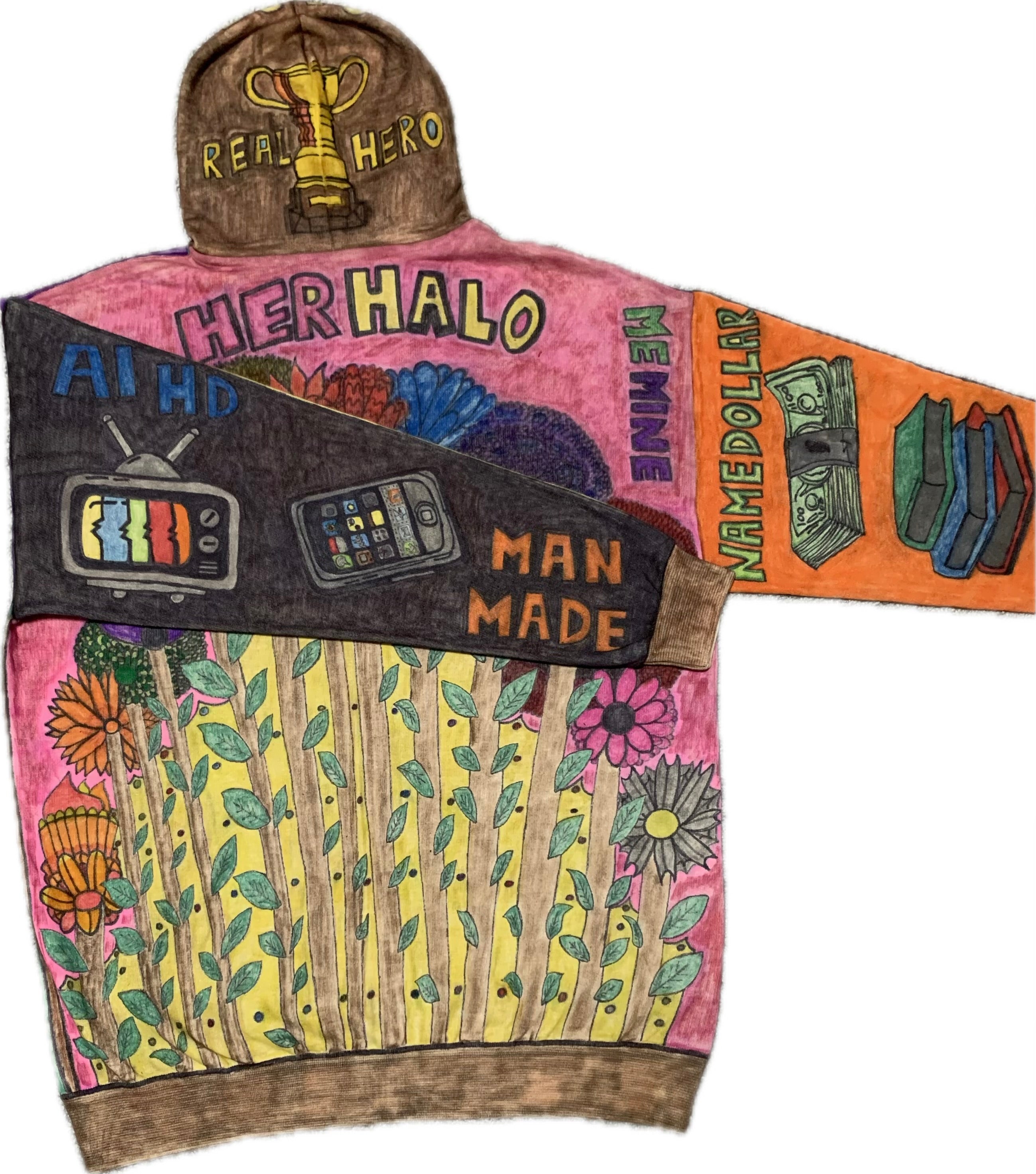 HAND DRAWN FULL BODY ART AHHA HOODIE